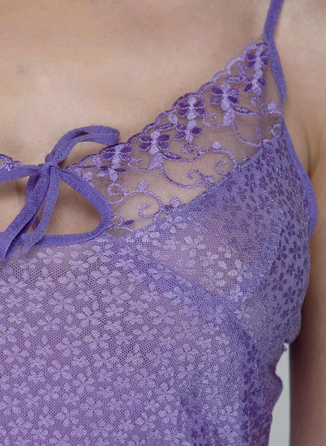 Laceandme Laceandme Purple Printed Baby Doll